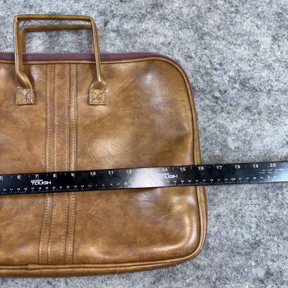 Vintage Airway Industries Portfolio Briefcase Light Brown Leather Travel Bag Zip